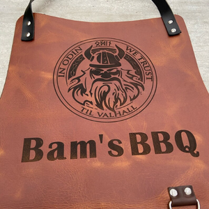 Personalized Brown Leather Workwear Handmade Full Grain <b>Cooking</b> Workshop <b>Apron</b> with Pocket Custom Barber BBQ Grill Gift for Him - Product Image 4