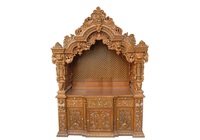 Mandir en bois de teck sculpté à la main de grande taille, style Swaminarayan, pour la maison, style traditionnel britannique, temple de prière exclusif, USA.