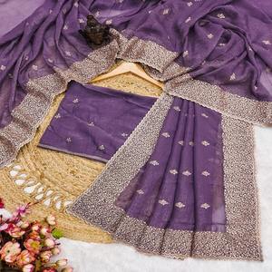 Haute qualité dernière collection Premium doux croquant avec coupe et broderie Saree au taux le plus bas - Product Image 1