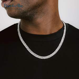Venta caliente 8MM Moissanite Collar de cadena de eslabones cubanos Hombres Hip Hop Iced Out Vvs Diamante 925 Plata Cubano sin cuello - Product Image 3
