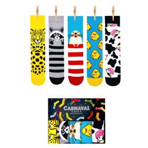5-Piece Breathable Animal-Themed Unisex <b>Sock</b> Set with Gift <b>Box</b> for Daily Use - Product Image 1
