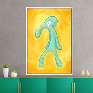 Impression sur toile Bold Squidward : Art moderne pour une décoration unique, toile encadrée blanche - Product Image 1