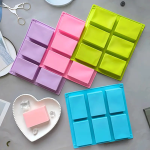 Savon en silicone rectangulaire à 6 cavités bricolage adapté aux moules à savon faits <span class=keywords><strong>maison</strong></span> pour biscuits au chocolat faits à la <span class=keywords><strong>main</strong></span> - Product Image 2