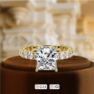 Bague de fiançailles en diamant de laboratoire 1CT, bague d'anniversaire certifiée IGI, bague de mariage en or blanc 14 carats, taille princesse, sertie pavé - Product Image 2