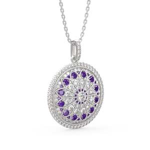 Collar Jeulia Divine Rose Window con Cadena de Eslabones de Plata de Ley y Moissanita - Product Image 2