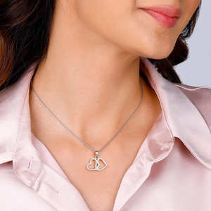 Colgante de plata de doble corazón con cadena de eslabones Joyería elegante de dijes - Product Image 1