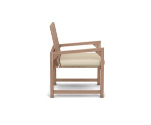 Chaise de jardin moderne Lana avec structure en teck massif finition brune et coussin en tissu pour usage extérieur - Product Image 3