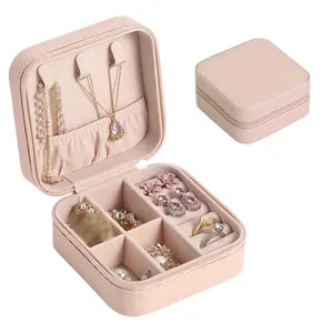 Pu Lederen Juweel Case Travel Square Sieraden Opbergdozen Organizer Draagbare Ringen Oorbellen Kettingen Juwelendoos