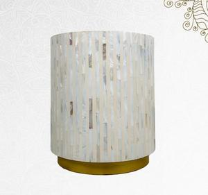 Meilleur modèle de doublure noir et blanc articles d'hôtel Tabouret incrusté d'os en MDF Table console Tabouret de salon de qualité en gros pour chambre à coucher - Product Image 5