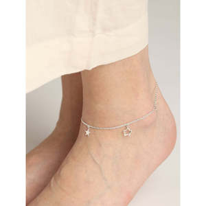 Achetez des chevillères/Payals 100% argent 925 véritable pour femmes et filles, style mignon, plaqué or avec matériau en or 14 carats, diamant comme pierre principale - Product Image 4