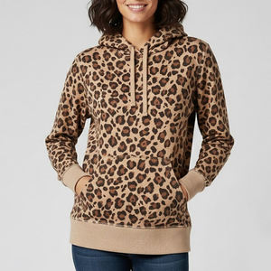 Sweat à capuche ample à épaules tombantes pour femmes, imprimé léopard, nouveau design tendance 2026, sweat à capuche pour femmes - Product Image 1