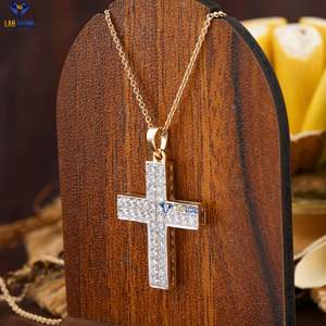 Colgante de diamante de corte brillante redondo TDW, con cadena de oro amarillo de 14K certificado/no certificado, joyería fina de diamante Cvd 0,58 - Product Image 2