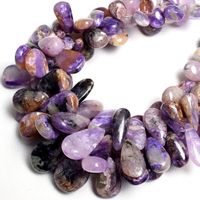 Perles en forme de poire lisse en charoite violette naturelle 6-9mm perles en vrac en pierre de charoite bleue pour la fabrication de bijoux prix en vrac