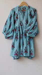 Women's Summer Casual <b>Bohemian</b> Cotton Midi <b>Dress</b> Loose Silhouette Long Floral Block Print Natural Waistline Breathable Mini - Product Image 5