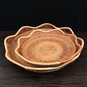 Vente en gros de plateau de service en bambou, plateau rond en rotin en bois au design mosaïque à un étage pour la décoration intérieure, premier choix OEM ODM Vietnam - Product Image 4
