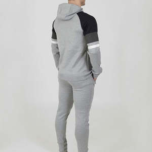 Venta al por mayor personalizado de alta calidad de invierno de dos piezas para correr con capucha cuello sólido patrón completo adulto Fitness deportes chándal para hombres - Product Image 2