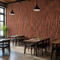 Panneau mural en PVC rouge rustique, imitation brique, imperméable, revêtement décoratif intérieur