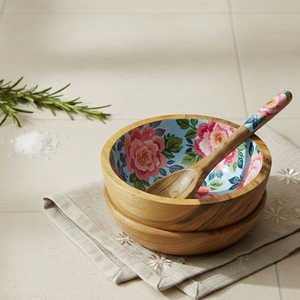 Ensemble de bols et cuillères en mosaïque florale en bois moderne et écologique, fabriqué à la main avec un emballage durable pour un usage domestique au prix du marché - Product Image 6