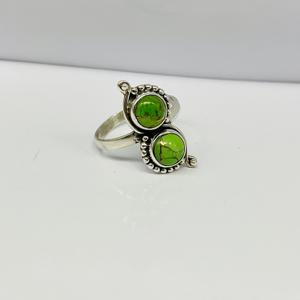 Anillo de Plata de Ley 925 verde turquesa para mujer, anillo de moda de diseñador hecho a mano con ajuste de bisel, regalo - Product Image 2