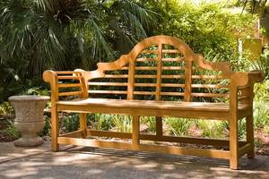 Banc de jardin en bois massif pour l'extérieur, banc de patio avec dossier arqué, mobilier de jardin - Product Image 3