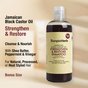 Champú Fortalecedor del Cabello con Aceite de Ricino Negro Jamaicano, Manteca de Karité y Vinagre de Menta para Cabello Dañado y Tratado - Product Image 4