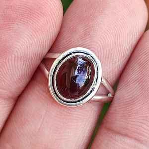 925 Sterling Silver Garnet <b>Ring</b> Handmade Boho <b>Statement</b> Promise Jewelry Natural Oval Gemstone January Birthstone 18K Plating - Product Image 2
