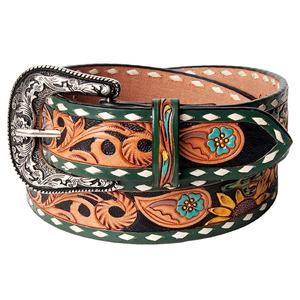 Recién llegado, cuero de vaca genuino, cintura Unisex, personalizado, Occidental, hecho a mano, turquesa, pintado, diseño Floral, hecho a mano Real - Product Image 1