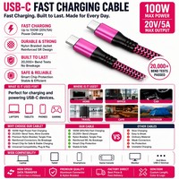 Câble USB-C vers USB-C LUNG KAY 100W PD à charge rapide 5A avec cordon de données tressé en nylon haute puissance 20V pour ordinateur portable MacBook Pro