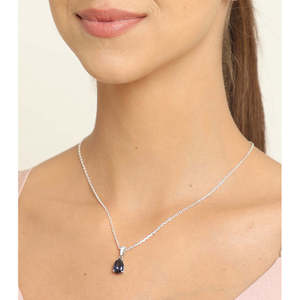 CLARA Colgante de Plata de Ley 925 con Forma de Lágrima Azul Real, Bañado en Rodio con Circonita Suiza, Regalo para Mujeres y Niñas - Product Image 3