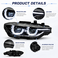 Phares LED BK pour BMW Série 3 F30 F35 2012-2019, 6000K, DRL, clignotants séquentiels, lentille de projecteur, mise à niveau des phares