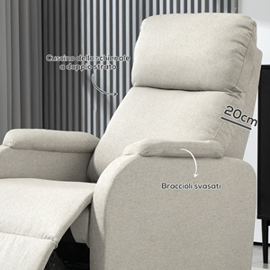 HOMCOM-Silla de descanso reclinable manual con reposapiés de tela y acolchado grueso, color beige - Product Image 6