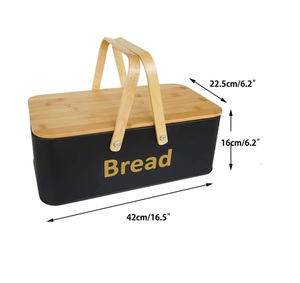 The Better Home Stainless Steel Bread <b>Container</b> Metal <b>Box</b> with Wooden Lid and Handle for Bread - Product Image 2