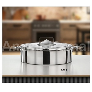 Hot <b>Sale</b> Silver Stainless Steel Round Hot <b>Pot</b> Dish With Lid & Shiny Polished Decorative Hot <b>Pot</b> <b>For</b> Dining Table Wedding Decor - Product Image 6