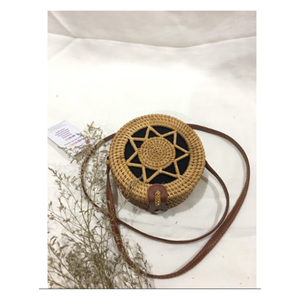Sac à main en paille vietnamienne, sac en rotin rond Boho pour les vacances d'été, sac artisanal écologique - Product Image 2