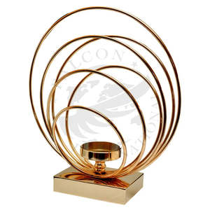 Porte-bougie en fer de luxe avec finition plaquée or, bords audacieux, décoration minimaliste élégante - Product Image 4