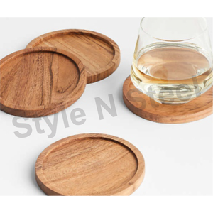 Posavasos de madera Juego de 6 piezas Posavasos de lujo de madera Nuevo juego de posavasos para usar Vasos de mesa - Product Image 1