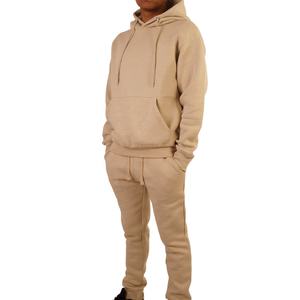 Meilleure vente Ensemble de pantalons sweatshirt tricotés en molleton marron uni unisexe avec logo personnalisé brodé Combinaison de jogging ample pour - Product Image 4