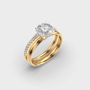 Bague de fiançailles de luxe en or massif 14 carats avec halo caché en forme de cœurs et d'arrows pour femmes, bijoux fins élégants, vente en gros, exportation - Product Image 3