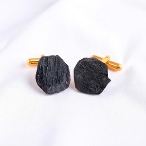 Boutons de manchette fins en pierre précieuse naturelle plaquée or personnalisée pour le marié - Product Image 6