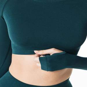 Chemise à manches longues sans couture pour femme, 51% Polyamide, 38% Polyester, 11% élasthanne, encolure ras du cou, taille Raglan - Product Image 5