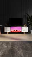 Support TV en bois réglable avec foyer électronique et Bluetooth – Luxe moderne pour salon et hôtel, convient aux téléviseurs de 65 pouces et plus