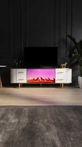 แท่นวางทีวีบนเตาผิงทำจากไม้หรูหราทันสมัยพร้อมการเชื่อมต่อบลูทูธ - Product Image 2