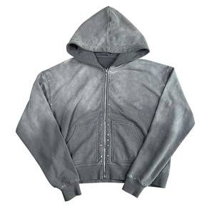 Sweat à capuche à cordon de serrage vintage personnalisé par le fabricant, imprimé délavé à l'acide, effet usé, 420 grammes, sweat à capuche français à vendre - Product Image 2