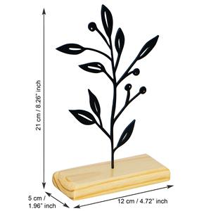 Sculpture de table en métal noir à motif de feuilles, base en bois, accent décoratif moderne pour salon ou bureau, vente en gros en provenance d'Inde - Product Image 6