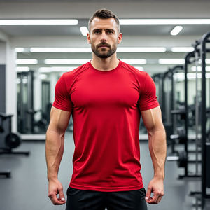 Ropa deportiva para gimnasio para hombre, camisetas de manga corta con cuello redondo, camisetas de punto para correr y yoga - Product Image 5