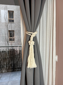 White Cotton Diamond Knot <b>Curtain</b> Tieback with <b>Tassel</b> Reef Twisted Rope <b>Curtain</b> Tiebacks Embrace Cord Ties - Product Image 2