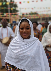 Châles géométriques à feuilles brodées blanches de haute qualité, design professionnel, style luxueux en voile de coton pour femmes saoudiennes, respirant, hiver - Product Image 2