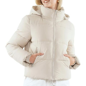 OEM Women's Quilted Winter Jacket <b>Warm</b> Quick-Dry <b>Waterproof</b> Crop Top Puffer Bomber Style Zipper Woven Hooded <b>Coats</b> <b>Ladies</b> - Product Image 6