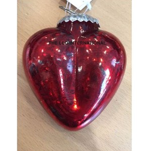 Glossy Stainless Steel Metal Shinny Polished Heart Shape Hammered Texture <b>Christmas</b> Hanging Ornament Blank Sublimation - Product Image 5