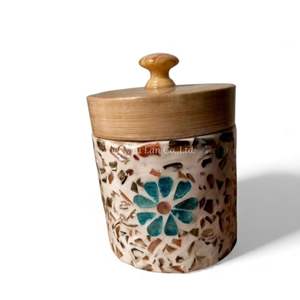 Pot décoratif en nacre fait à la main, incrustation de coquillages, pot de rangement pour étagère, table et décoration intérieure - Product Image 1